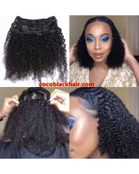 Brazilian virgin kinky curly Clips in hair extensions