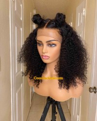 Nova 09-Kinky curls Brazilian virgin 13x6 wig glueless lace front Pre plucked 