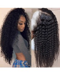 Emily60-pre plucked loose kinky curly Brazilian virgin 360 wig 