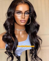 Margo-Brazilian virgin loose ocean wave middle part full lace wig