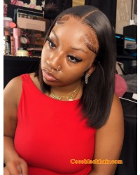 Marla-Middle parting bob Pre plucked 13x6 glueless lace front wig Brazilian virgin hair