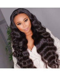 Money-HD Lace 13x6 Wig Ocean Wave Pre plucked Brazilian virgin human hair glueless lace front wig
