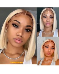 BOB08-Brazilian virgin #1b/613 bob glueless lace front wig