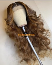 Angela 64-Ombre brown Pre plucked 5x5 HD lace closure wig Brazilian virgin human hair 