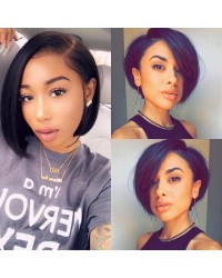 Nesha-Pre plucked Indian virgin short bob glueless 13x6 lace front wig