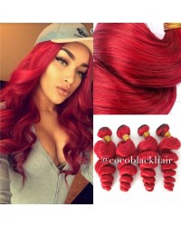 Brazilian virgin 4 bundles loose wave red hair wefts 