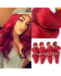 Brazilian virgin 4 bundles loose wave red hair wefts 