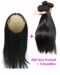 360 frontal with 4 bundles Brazilian virgin straight