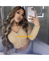 Nicole- Highlights Glueless lace front wig Brazilian virgin human hair Pre plucked