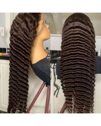 Emily63-Pre plucked Tight deep wave 360 wig Brazilian virgin hair