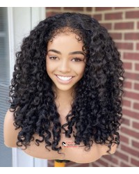 Meka- Wand curls 13*6 HD lace front wig Curly hairline Brazilian virgin human hair Pre-plucked 