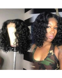 Emily47-pre plucked Brazilian water curly bob 360 wig 