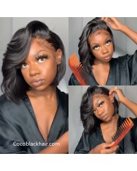 Ashya-Pre plucked Brazilian virgin wave bob 13x6 glueless lace front wig 