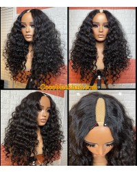 Jessy-U part wig wavy curly Brazilian virgin human hair 