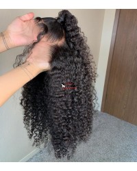 Tyrra-HD Lace front Wig wet curly Brazilian human hair 13x6 wig glueless lace front Pre plucked hairline bleached knots
