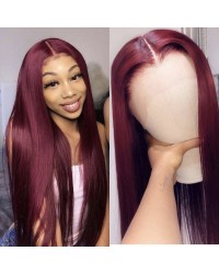 Aria-Brazilian virgin Wine Red pre plucked lace wig