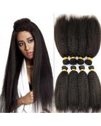 4 bundles kinky straight machine wefts Malaysian virgin