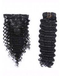 Brazilian virgin deep wave Clips in hair extensions