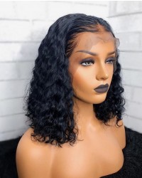 Emily41-pre plucked Brazilian curly bob 360 wig bleached knots