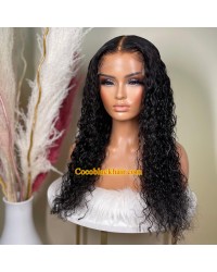 Angela 08-5x5 HD lace closure wig Deep Curly 10A grade Brazilian virgin human hair 