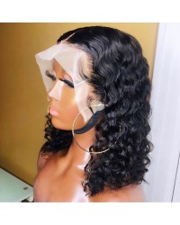 Emily74-Brazilian virgin deep wave bob 360 wig pre plucked bleached knots