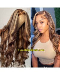 Pamela- Blonde highlights HD lace front wig Brazilian virgin human hair Pre plucked