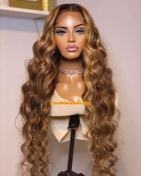 Angela 34-Honey blonde brown 5x5 HD lace closure human hair wig