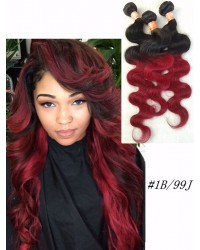 3 bundles Brazilian Virgin Body wave 1B/99J Ombre Hair Wefts