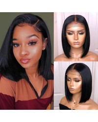 Lala-Brazilian virgin straight bob 4*4 lace closure wig