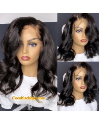 Emily46-Pre plucked Brazilian Virgin human hair wave bob 360 wig 